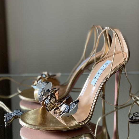 Aquazzura Shoes Like New Aquazzura Papillon Sandals 5mm In Gold 385 1395 Poshmark